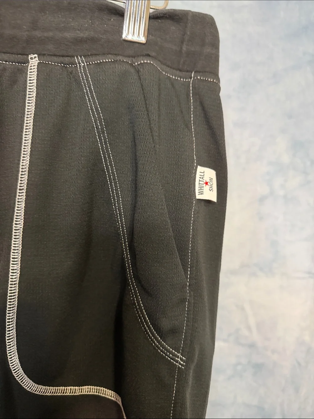 Whitall Men's Black Athletic Drawstring Shorts with Contrast Stitch Size Large
